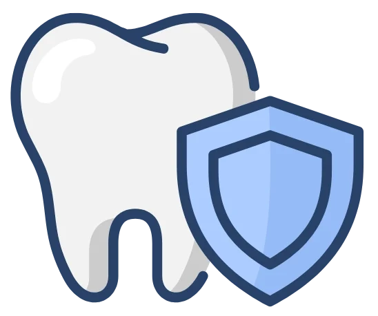 Diente con un escudo